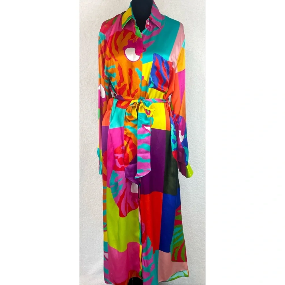 BEATRICE VON TRESCKOW • Colorful Nautical Shell Print Silk Belted Midi Dress, 8 - Picture 16 of 16